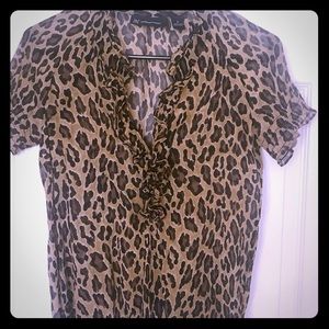 INC silk leopard print top